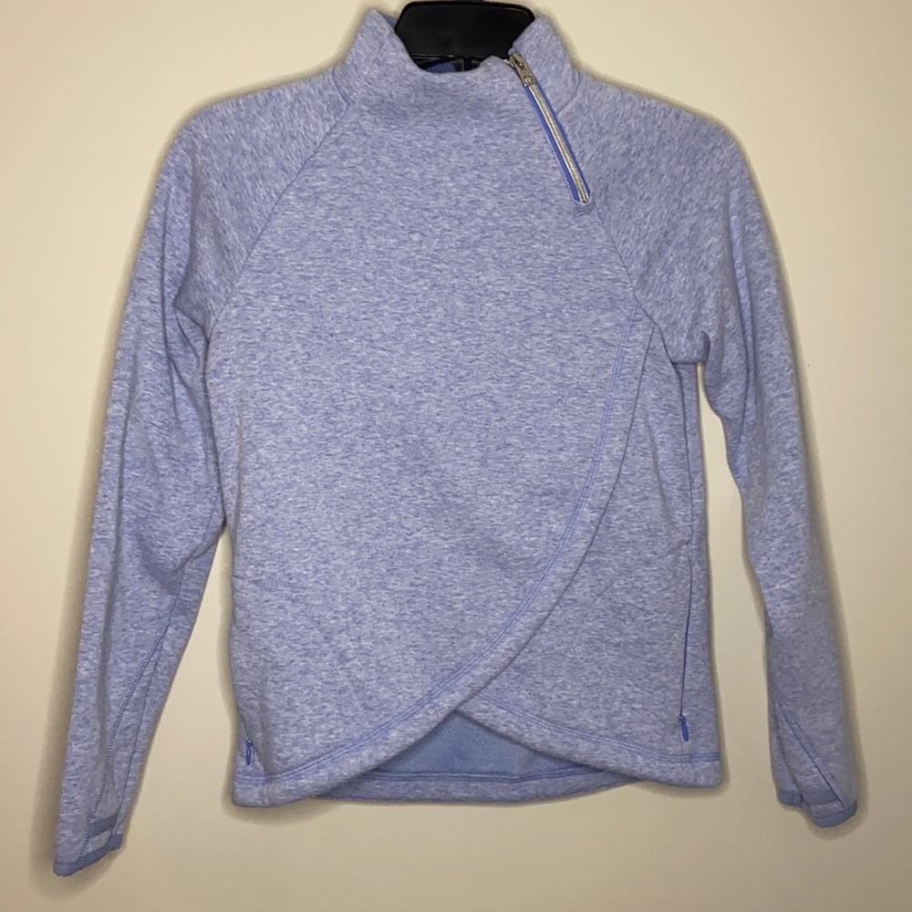 Athleta Girl Blue Heathered Crazy Cozy Wrap 2.0 Pullover Size Large/12